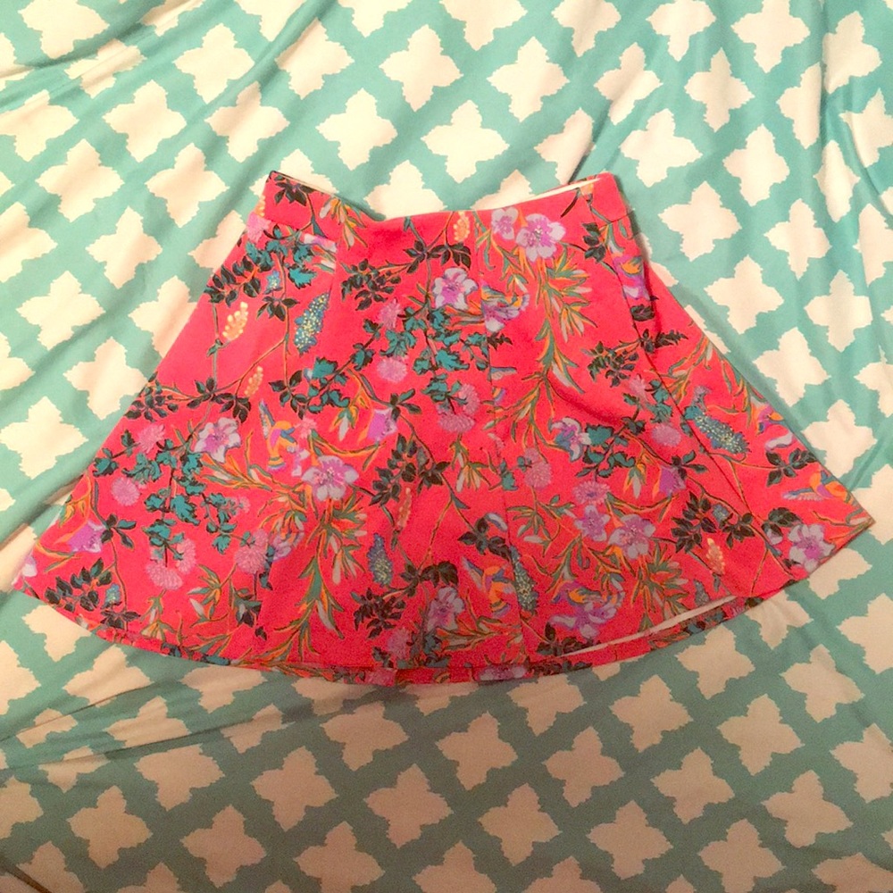 Pink Tropical Floral Skirt